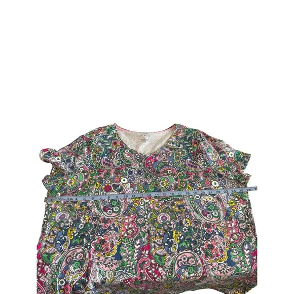 Talbots The Talbots Tee Shirt Paisly Print Colorful Short Sleeve Plus V-Neck 3X - Picture 9 of 12